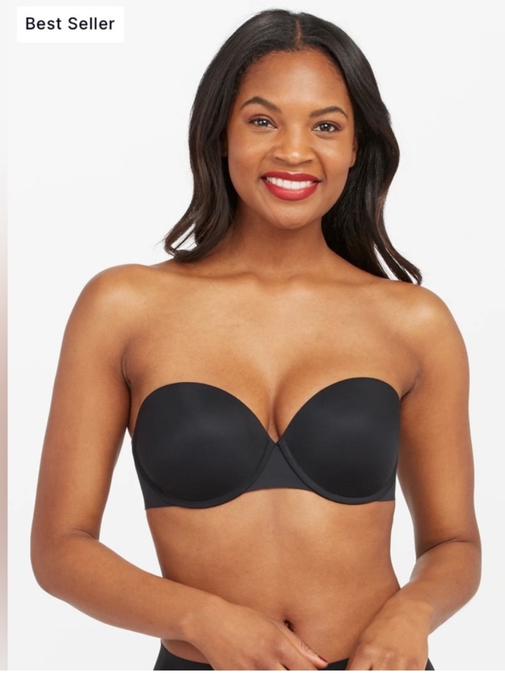 NWT Spanx Up For Anything Strapless Bra 34C Black Beige SmartGrip